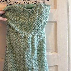 Teal summer strapless dress